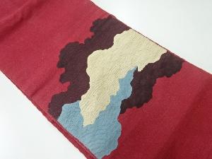 アンティーク　手織り紬霞模様織出し名古屋帯